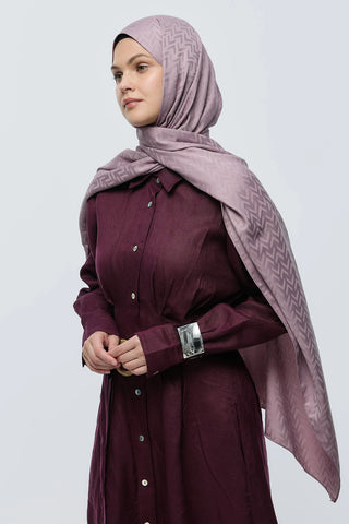 Châle Jacquard Motif Labyrinthe - Brun Poussiéreux