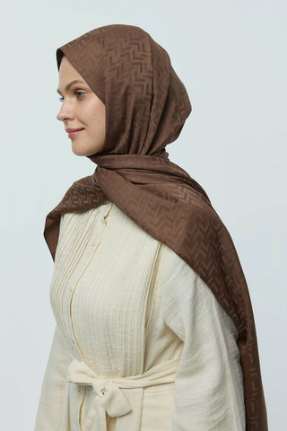 Châle Jacquard Motif Labyrinthe - Brun Foncé