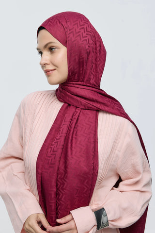 Châle Jacquard Motif Labyrinthe - Bordeaux