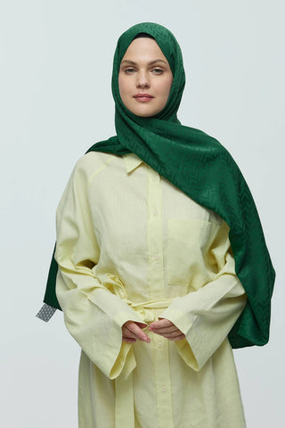 Châle Jacquard Motif Labyrinthe - Emeraude