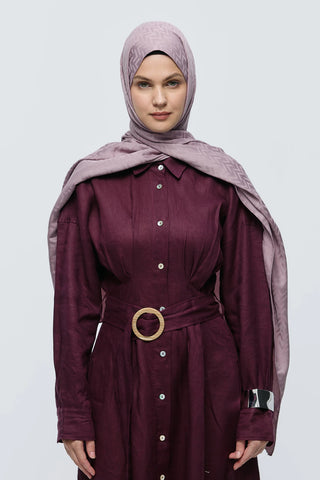 Châle Jacquard Motif Labyrinthe - Brun Poussiéreux