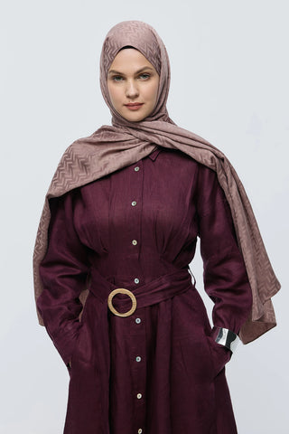 Châle Jacquard Motif Labyrinthe - Vison Foncé