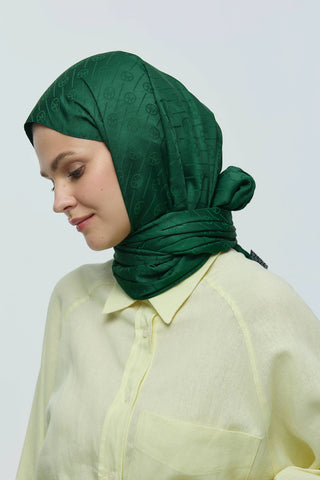 Châle Jacquard Motif Ligne MK - Emeraude