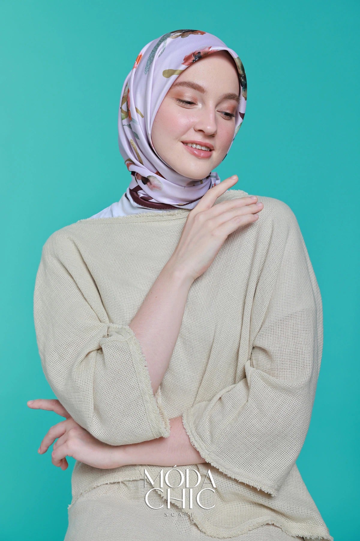 Foulard en sergé Linéaire - Prune