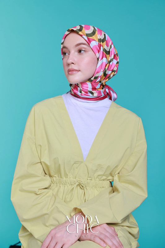 Foulard en sergé Macro-Onde - Fuschia