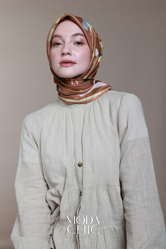 Foulard en sergé Linéaire - Caramel