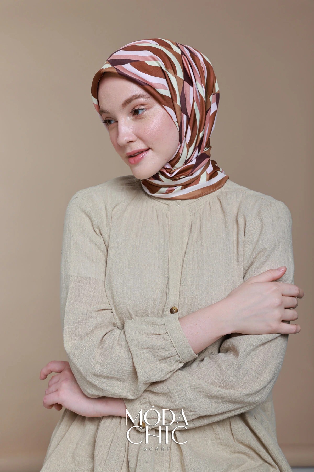 Foulard en sergé Macro-Onde - Caramel