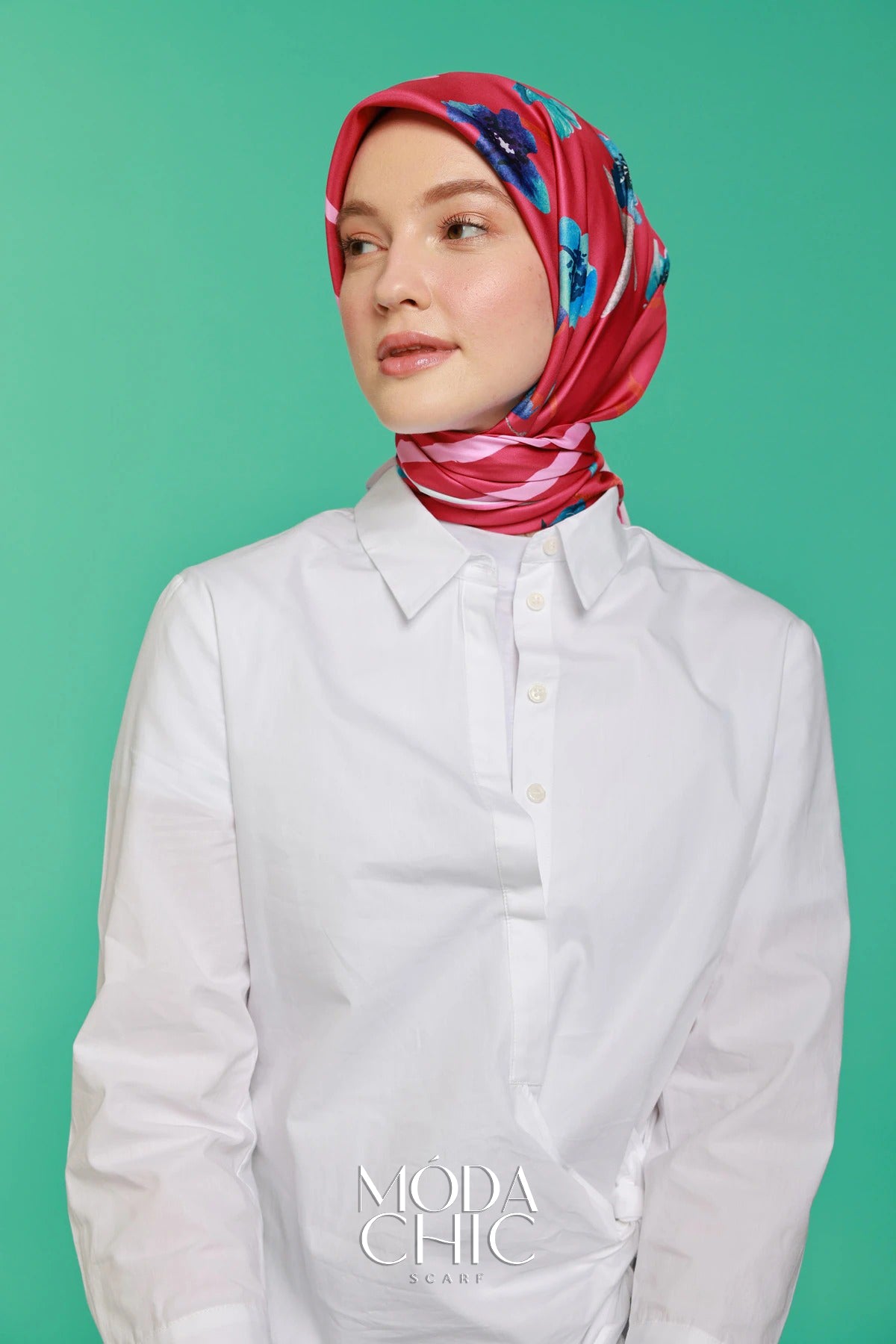 Foulard en sergé Linéaire - Fuchsia