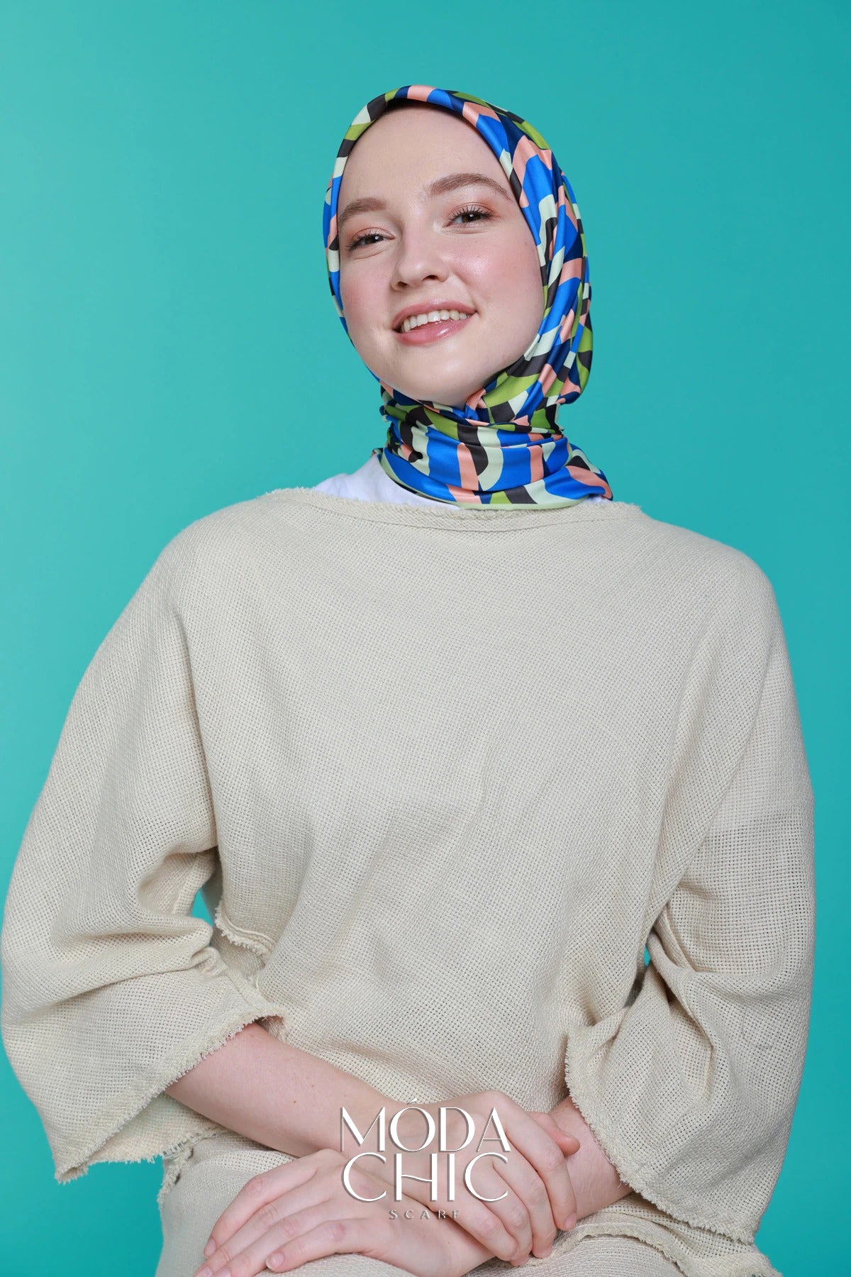 Foulard en sergé Macro-Onde - Bleu Marine