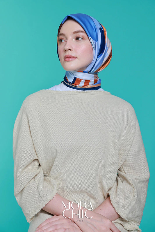 Foulard en sergé Lyla - Bleu Marine