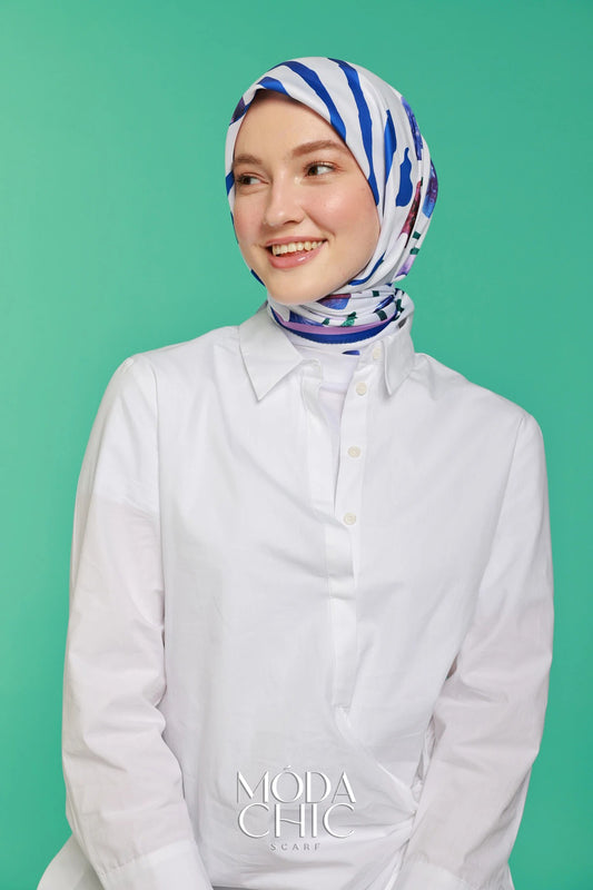 Foulard en sergé Linéaire - Bleu