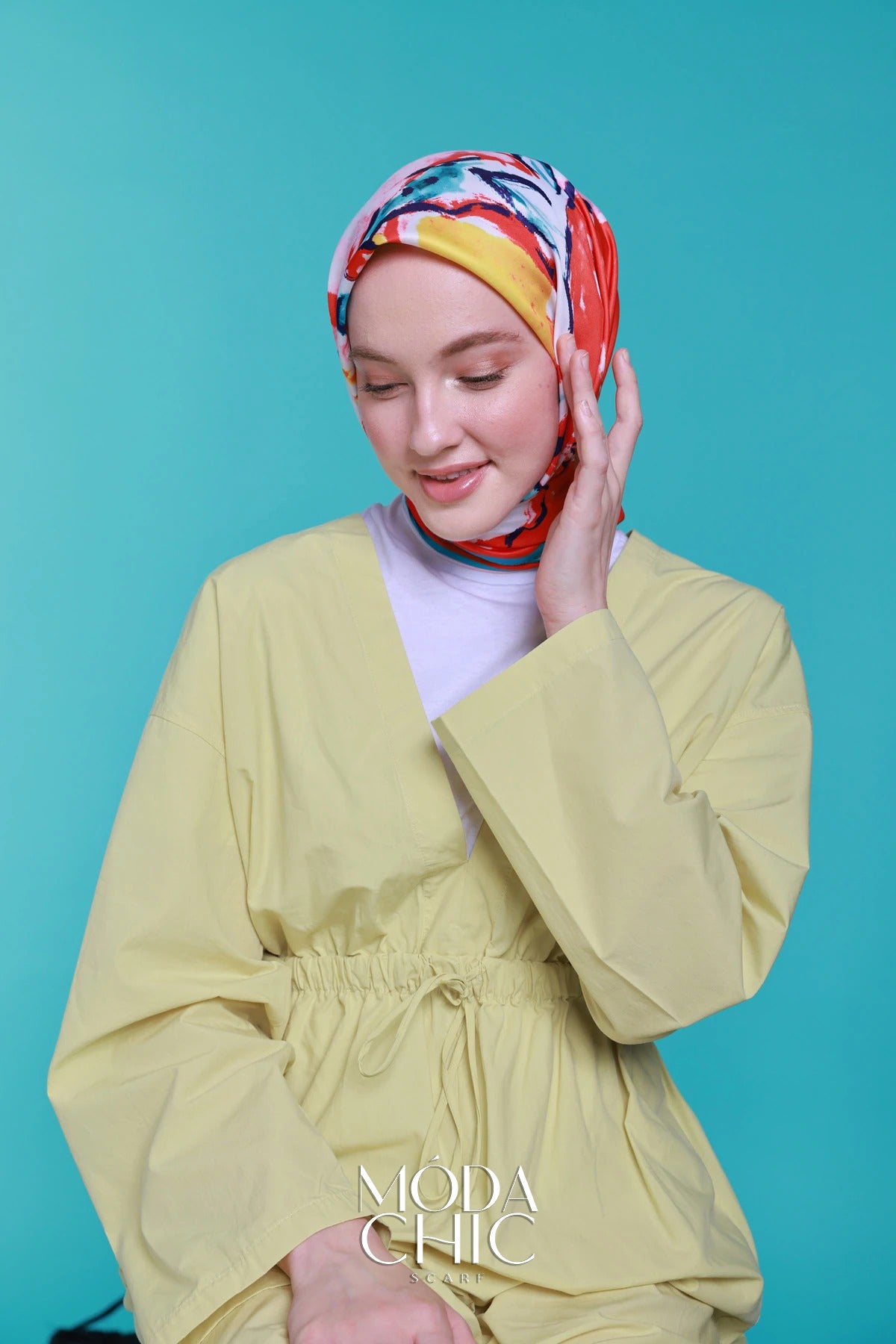 Foulard en sergé Mini coeur - Huile