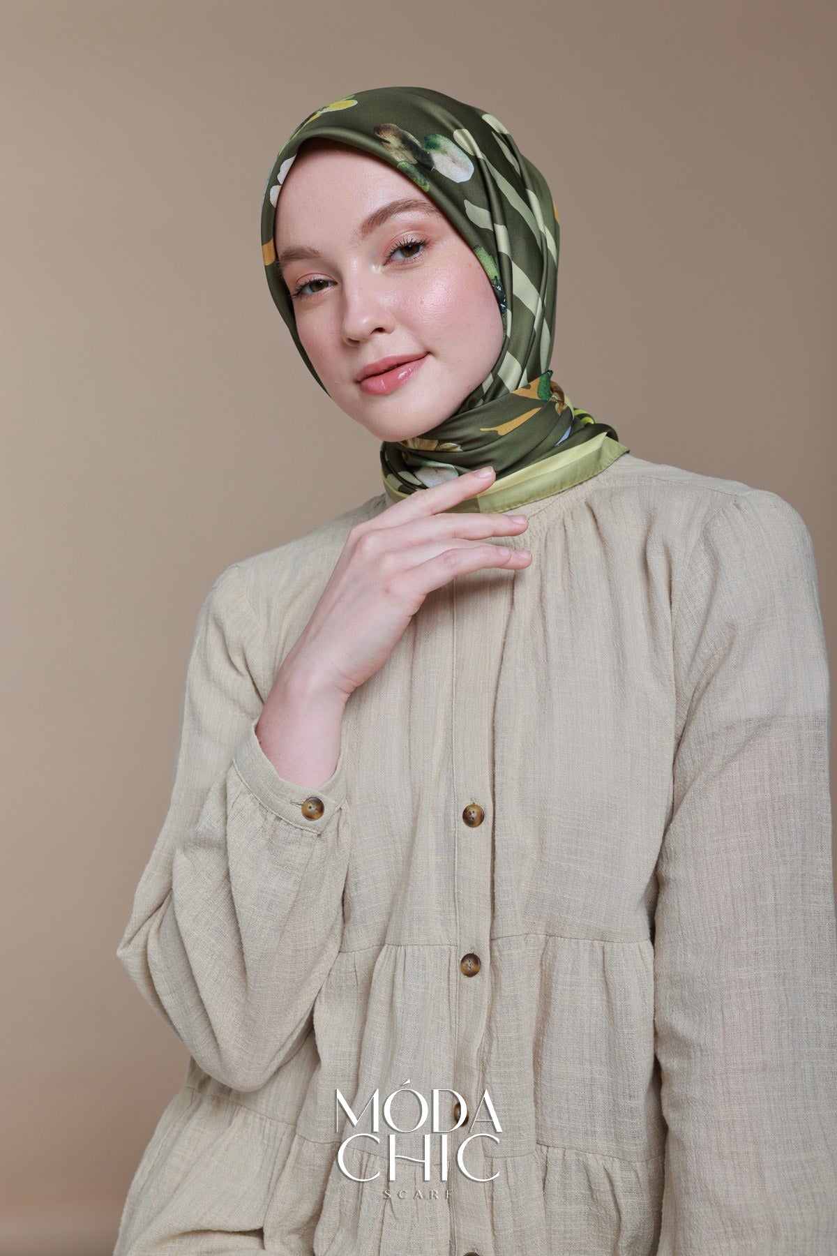 Foulard en sergé Linéaire - Kaki