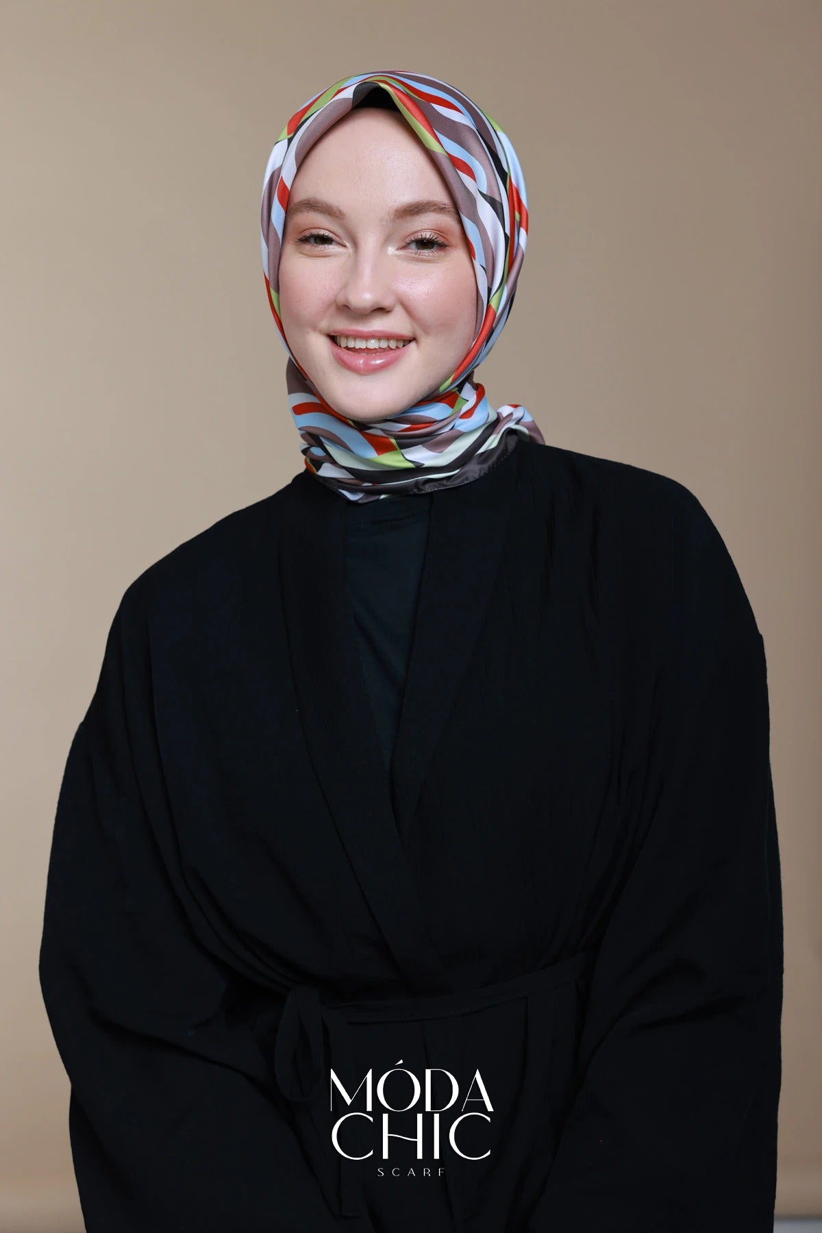 Foulard en sergé Macro-Onde - Brun Amer