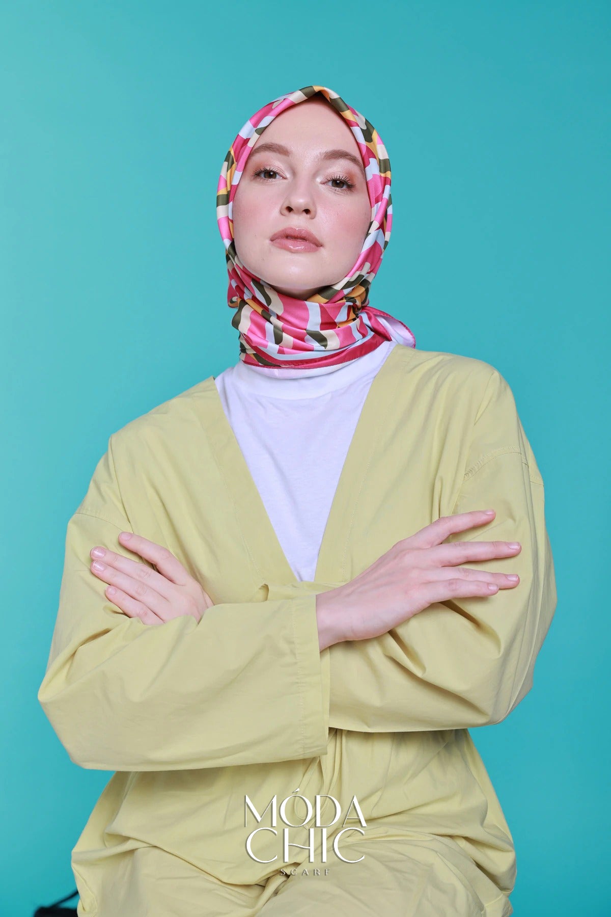 Foulard en sergé Macro-Onde - Fuschia