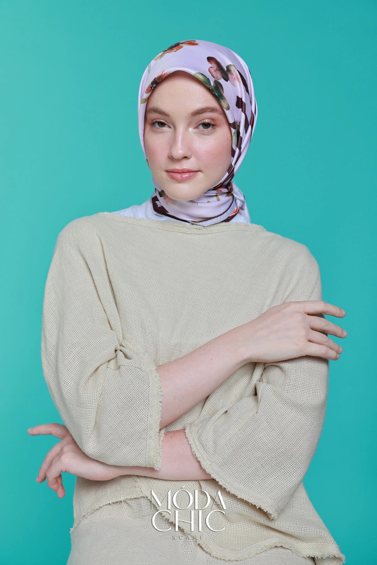 Foulard en sergé Linéaire - Prune