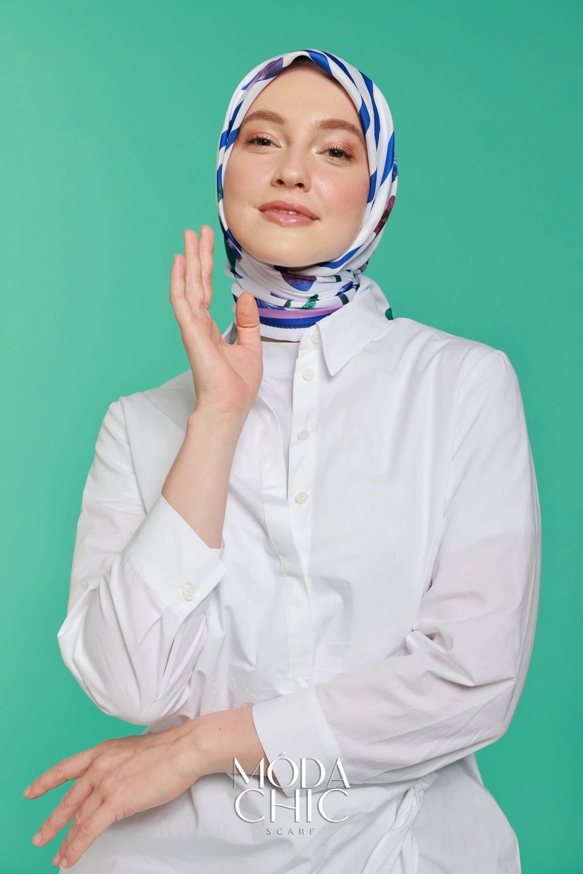 Foulard en sergé Linéaire - Bleu