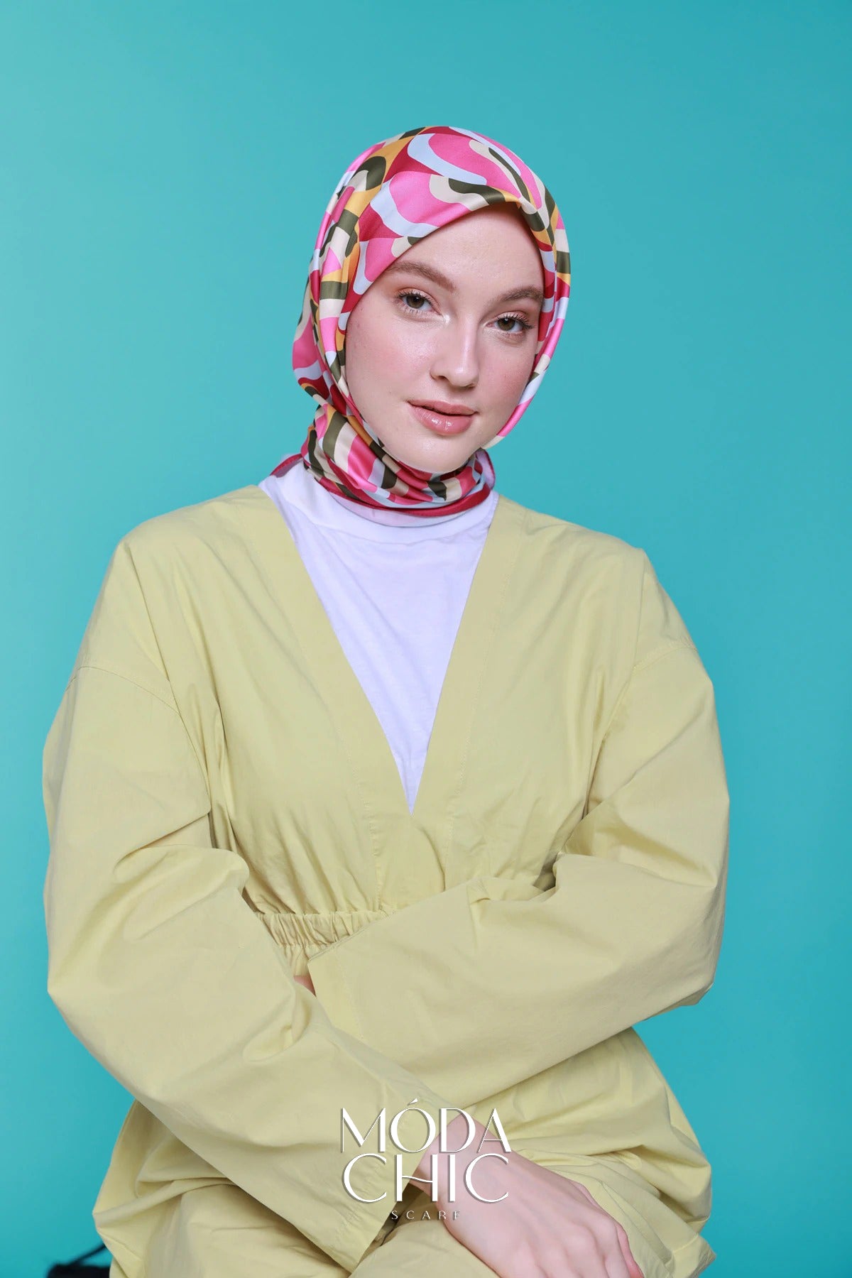 Foulard en sergé Macro-Onde - Fuschia