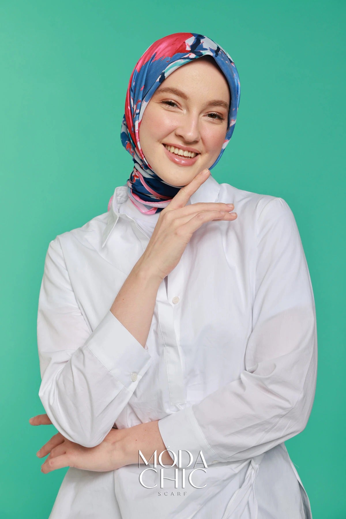 Foulard en sergé Mini coeur - Rose Poudré