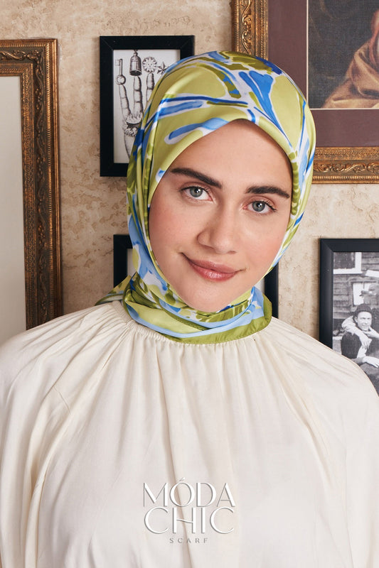 Foulard en sergé aquarelle - Vert