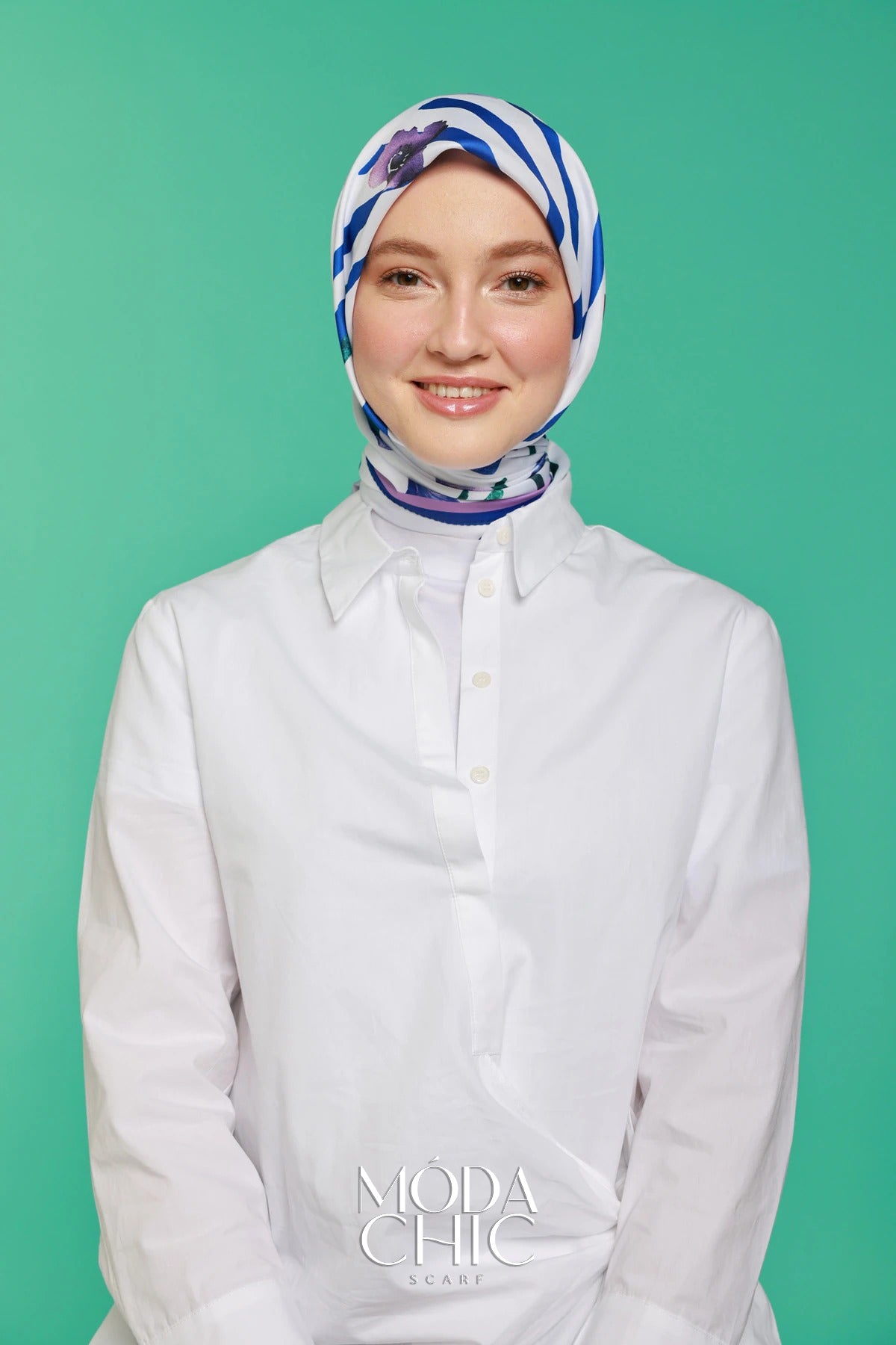 Foulard en sergé Linéaire - Bleu