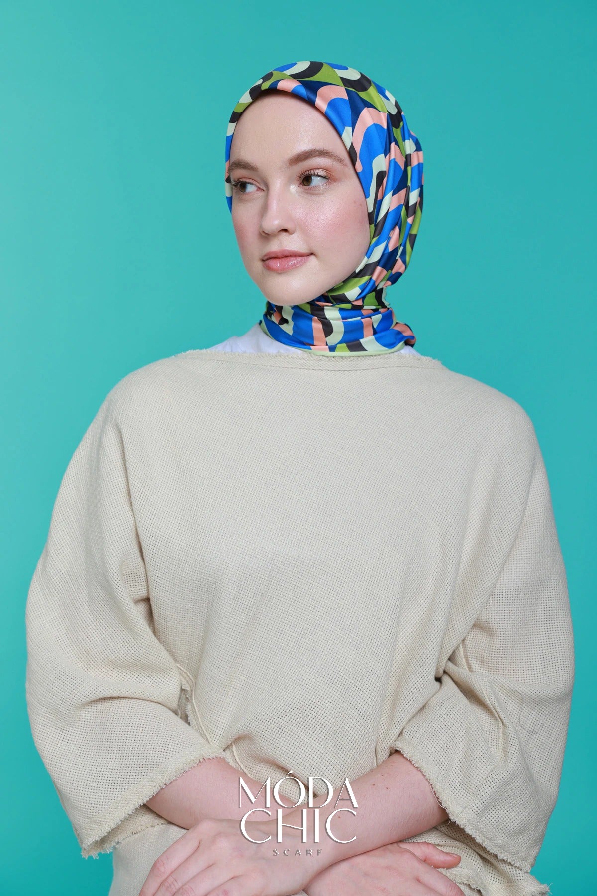 Foulard en sergé Macro-Onde - Bleu Marine