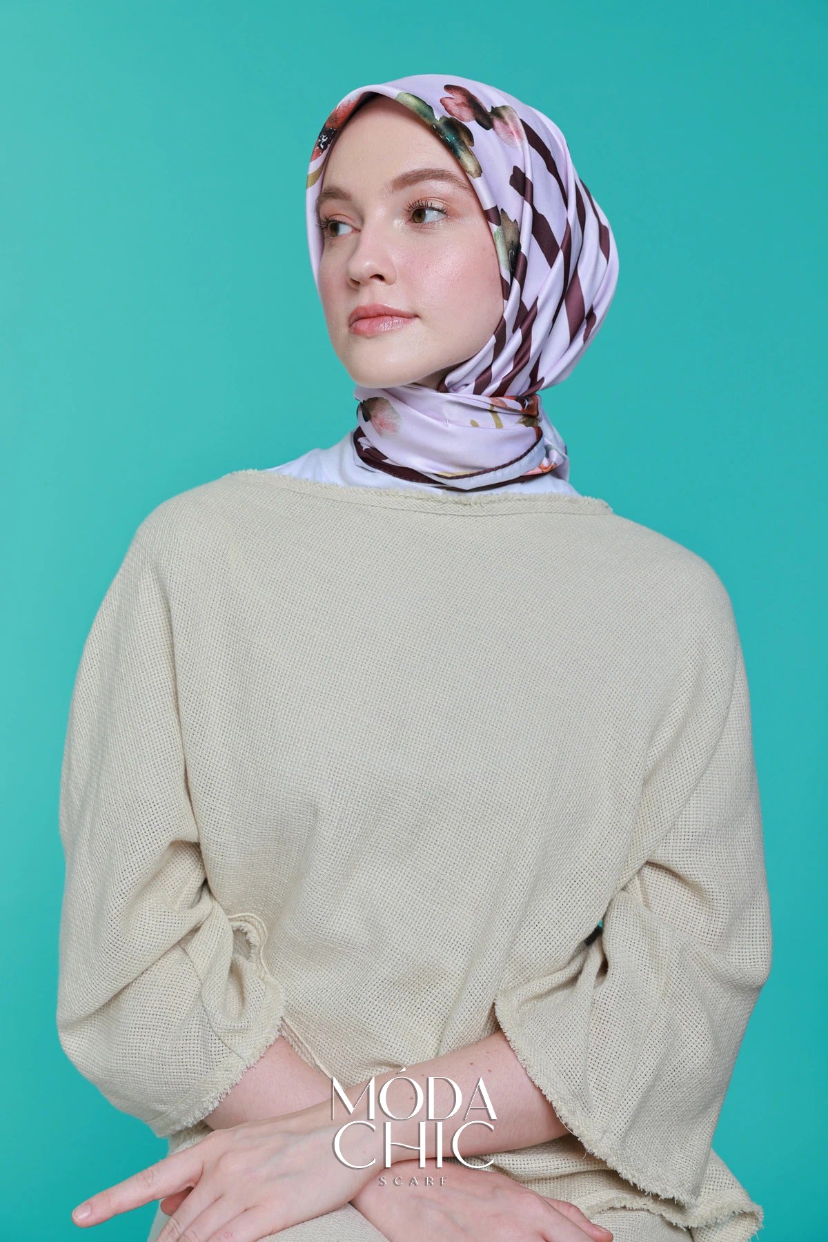 Foulard en sergé Linéaire - Prune