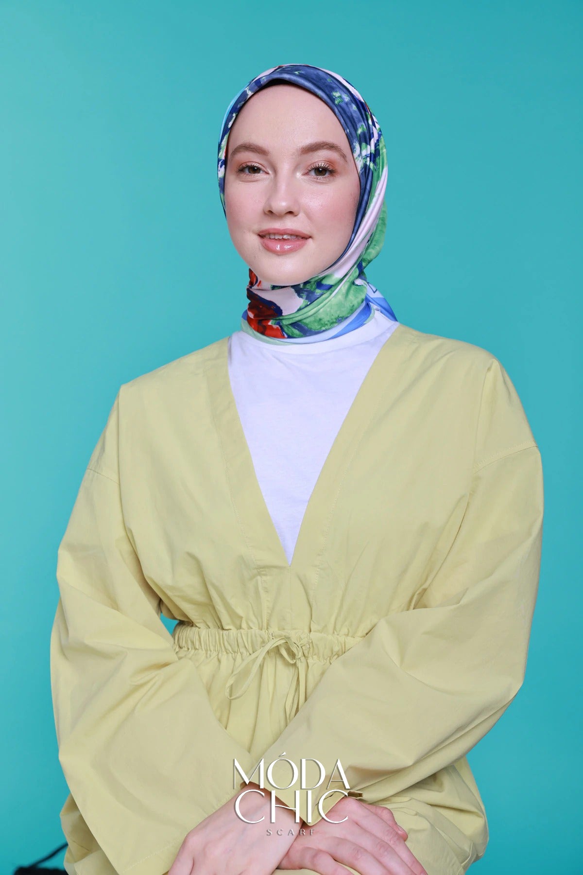 Foulard en sergé Mini coeur - Menthe