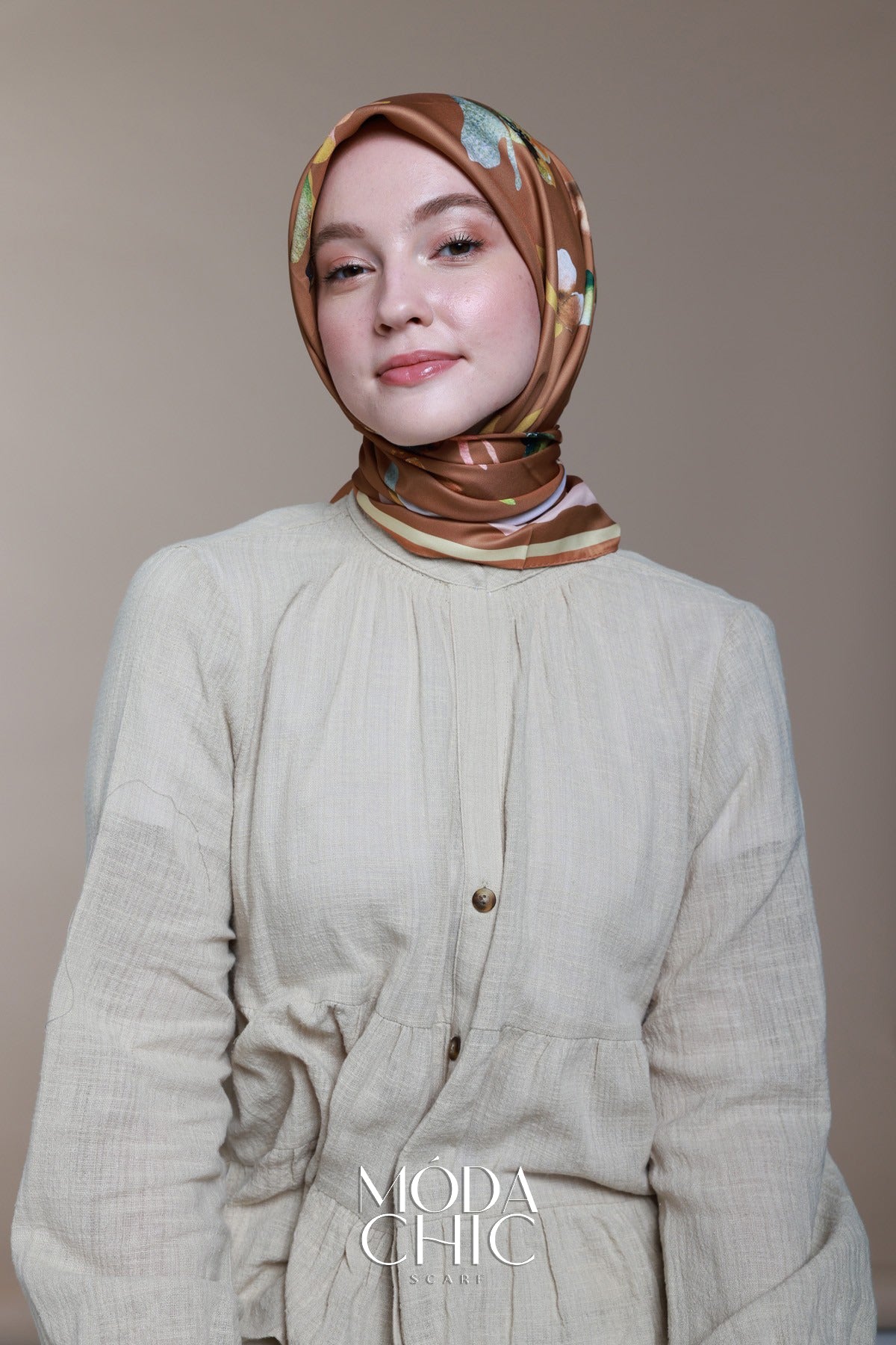 Foulard en sergé Linéaire - Caramel