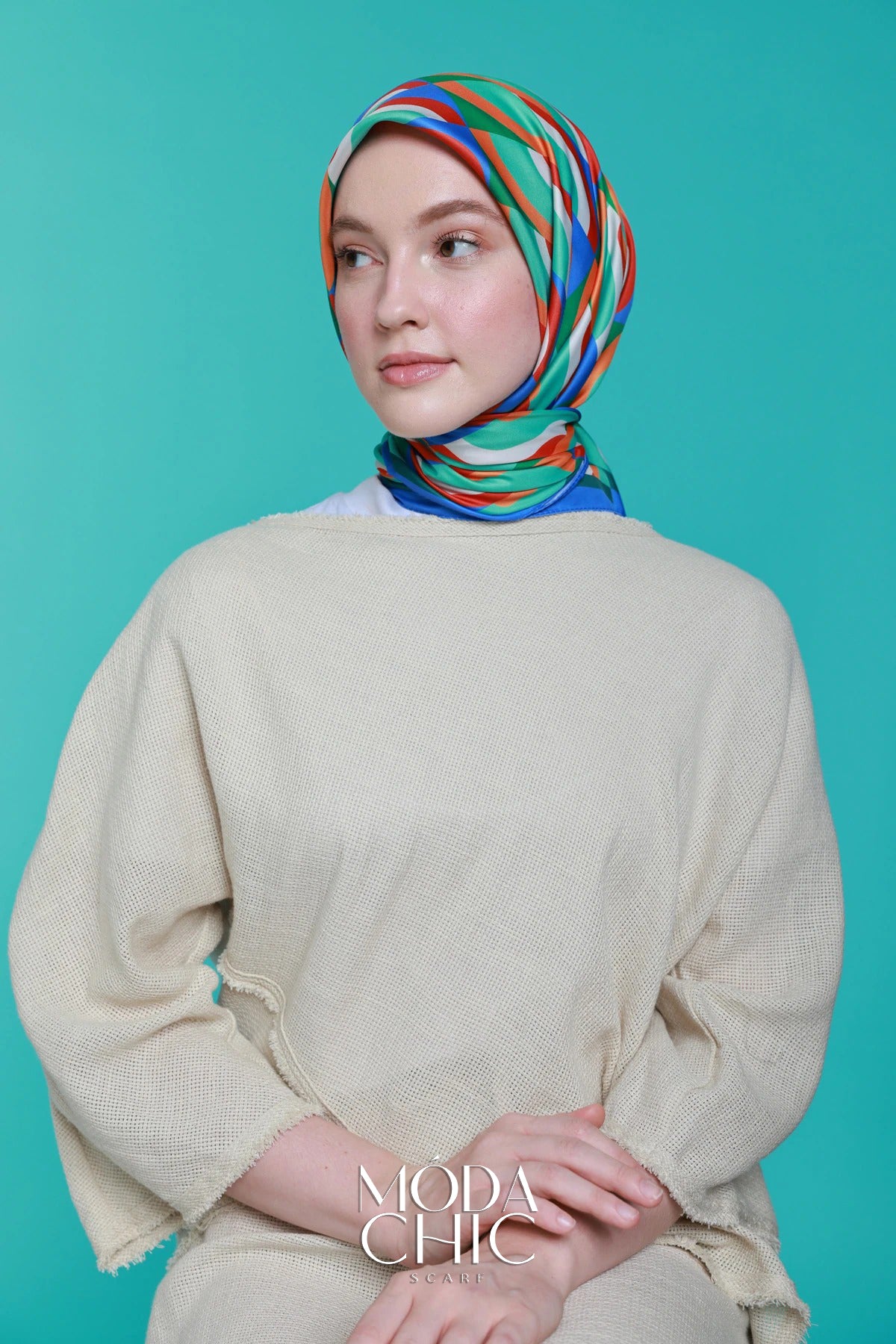 Foulard en sergé Macro-Onde - Bleu