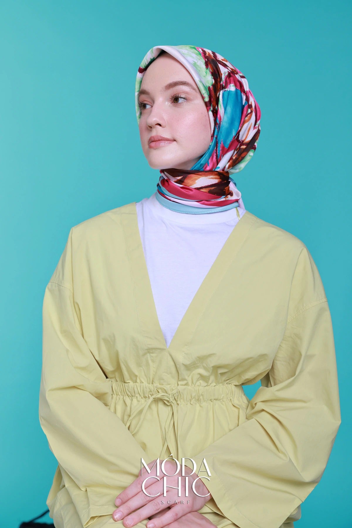 Foulard en sergé Mini coeur - Vert Aqua