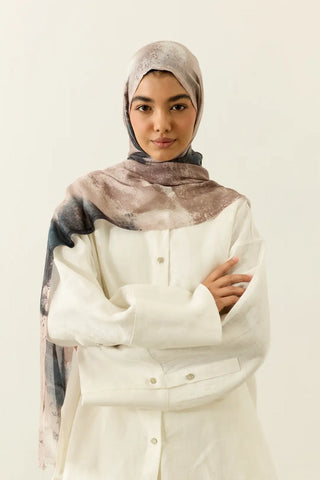 Châle Tencel Flow Marble - Noir Gris Poussiéreux — vue 3