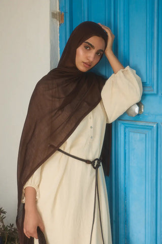 Châle Tencel Flow - Marron Foncé — vue 1