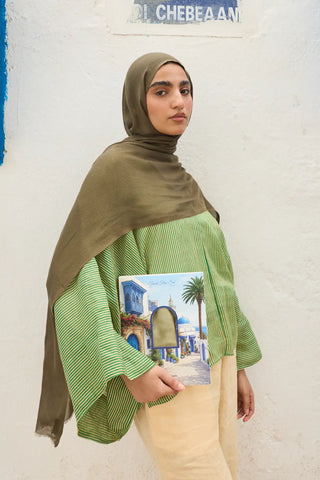 Châle Tencel Flow - Vert Henné — vue 3
