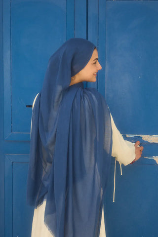 Châle Tencel Flow - Bleu Tunisien — vue 1